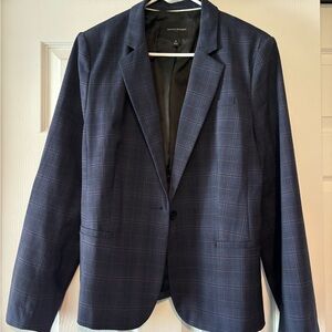 NWOT Banana Republic navy blue plaid blazer